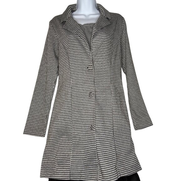 Wearever Knit Women's Long Houndstooth Blazer, Size M, Tailored, Light Weight - Picture 3 of 7